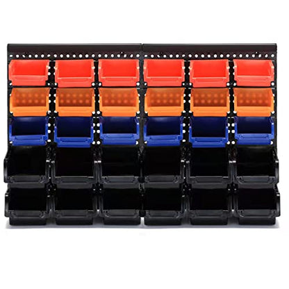 Wall Mounted Storage Bins Parts Rack 4 Colors Bin Organizer Garage Plastic Shop Tool (25.2"*16.2" / Classic)