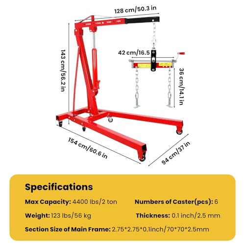 Engine Hoist Cherry Picker with Leveler (Red)
