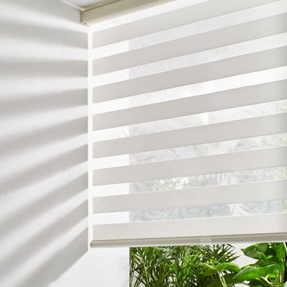 Cordless Zebra Blinds for Windows Free (34.5"w X 64"h / Cream)