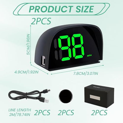 2 Pack Car GPS Speedometer (Green MPH Speedometer-2Sets)