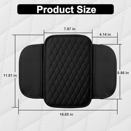 Car Center Console Cover with 2 Organizer Pockets Storage Bags (Black)