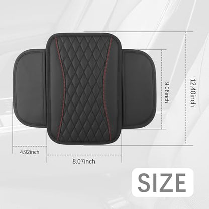 Patchwork Leather Center Console Covers for Cars (Black)