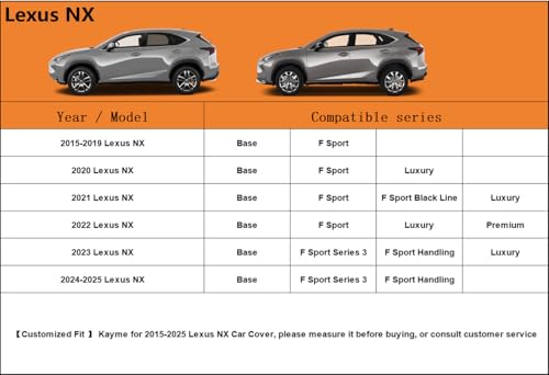 6 Layers Waterproof SUV Car Cover for Lexus NX 300 350 2015 (LM-Silver / 57. Custom Fit Lexus NX)