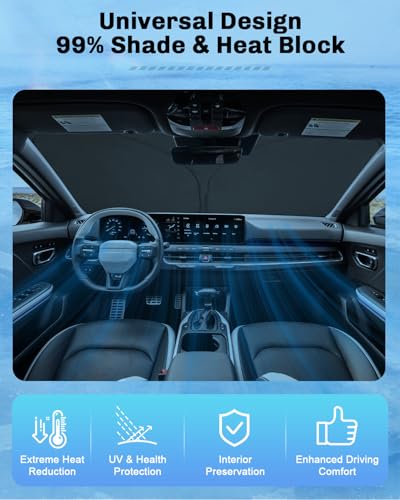 for 2025 2026 Kia K4 Windshield Sunshade for 2026 Kia K4 Accessories Sunshade Foldable Sun Shield 2025 K4 Sunshade Sun Protector Front Windows Sun Protection Block UV Rays (2025 2026 Kia K4)