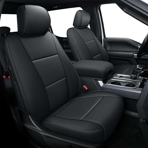 Custom Fit Seat Covers for Ford F150 2015 (Black / 2015-2026 F150 SuperCrew Cab, Front Row)