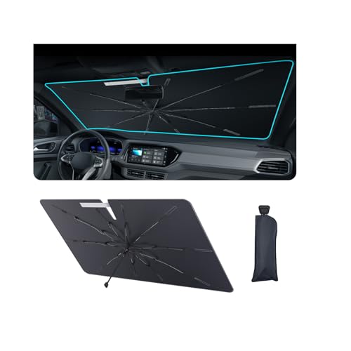2025 Upgrade Car Windshield Sun Shade Windshield Sunshade Umbrella [Star Fabric] Protect Car from Sun Rays&Heat Damage Keeps Vehicle Cool (S1)