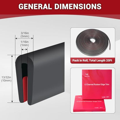 Rubber Edge Trim (Fit 1/16" - L20' / Black)