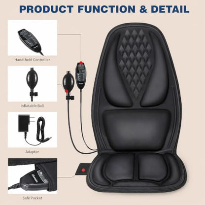 Vibration Massage Seat Cushion with Heat (Black)