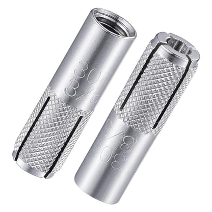 20 pcs) 3/8"-16 Premium Stainless Steel Drop in Anchors Assortment, Knurled Drop-in-Anchor for Solid Concrete, Internal Forced Expansion Screw Bolts (3/8"-16 / SS)