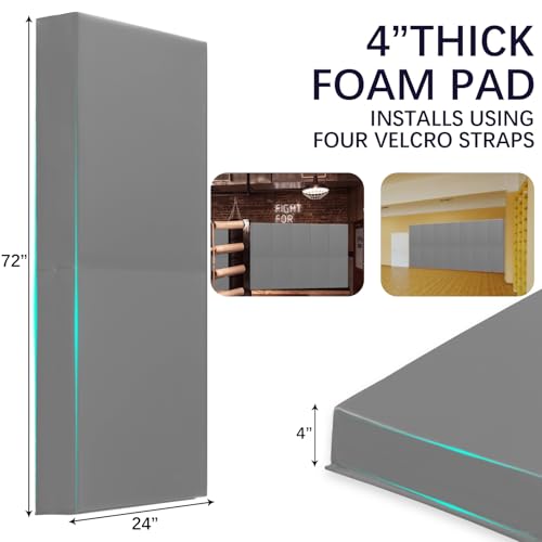 60" 72" High Gym Wall Padding 2" (LIGHT GREY / 72" x 24" x 4")