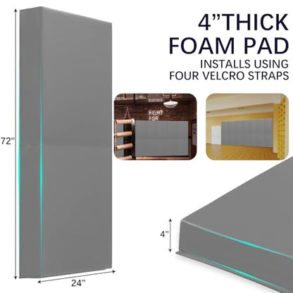 60" 72" High Gym Wall Padding 2" (LIGHT GREY / 72" x 24" x 4")
