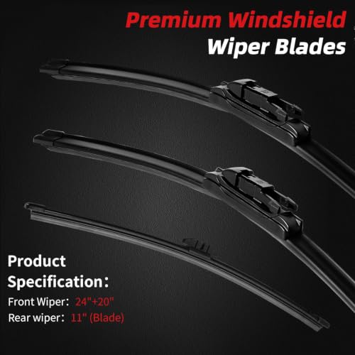 24"+20"+11" Windshield Wiper Blade Replacement for Ford Escape 2020 (24"+20"+11"(Pinch Tab))