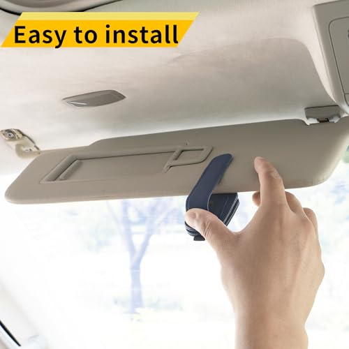 Magnetic Leather Sunglasses Holder for Car (Blue)