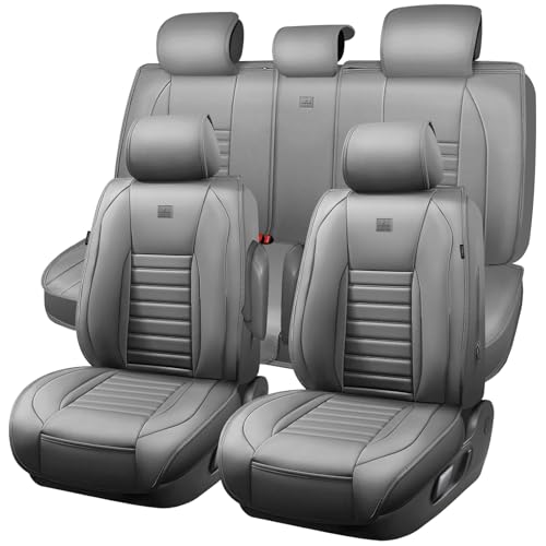 Nappa Leather Car Seat Covers Full Set (Gray All / Full Set)