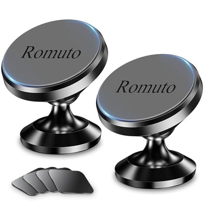 2 Pack 】 Magnetic Phone Holder for Car Dashboard【Strong Magnet】iPhone Magnetic Phone Mount for Car Phone Holder 【4 Metal Plate】Cell Phone Holders for Your Car Mount for iPhone 17 Pro Max Air 16 15 (Black)