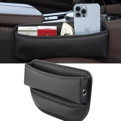Car Seat Gap Filler 1 Pack Leather Seat Organizer Front Seat Car Accessories for Women Men (Black，1 Pack)