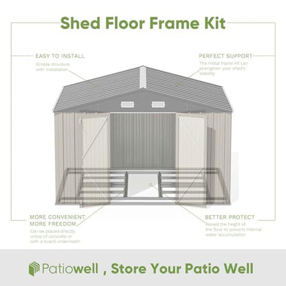 10x8 FT Outdoor Storage Shed with Floor Frame (Gray / 10x8 FT)