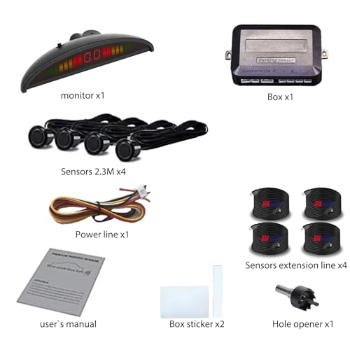 Parking Sensor Kit Backup Sensor Kit Reverse Sensor for Pickup & Extended Vehicles (Silver)
