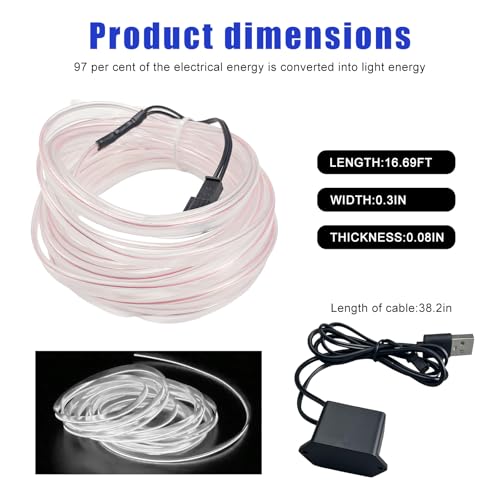 EL Wire Interior Car LED Strip Lights (White)
