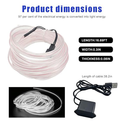 EL Wire Interior Car LED Strip Lights (White)