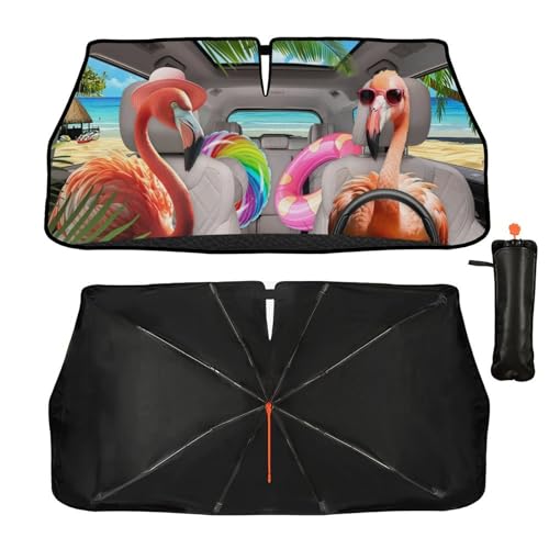 Funny Animal Car Windshield Sun Shade Umbrella (Flamingo-1)