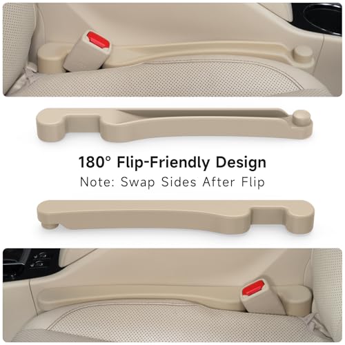 Car Seat Gap Filler Organizer 2Pack Soft Foam 3IN1 Multifunctional (Beige / Narrow)