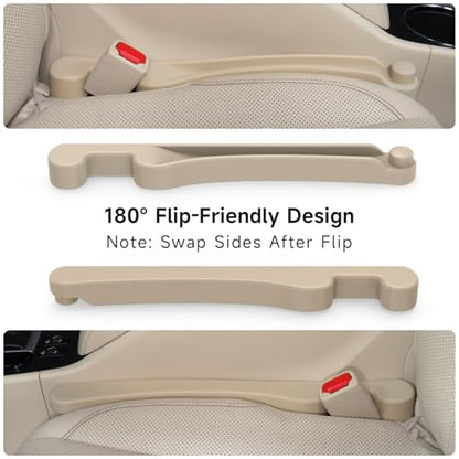 Car Seat Gap Filler Organizer 2Pack Soft Foam 3IN1 Multifunctional (Beige / Narrow)