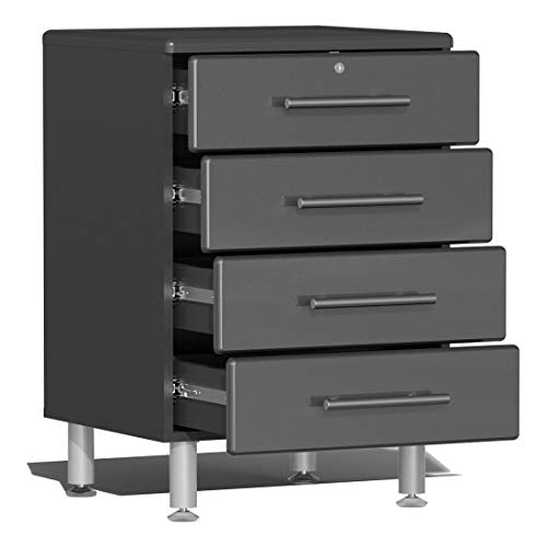 UG22082G 8 Piece Garage Cabinet Kit with Bamboo Worktop in Graphite Grey Metallic