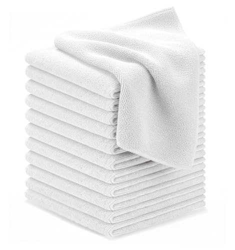 Microfiber Cleaning Cloths (Pack of 12 - 12x12 Inches / White)
