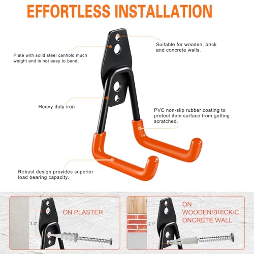Heavy Duty Garage Hooks 12 Pack (12 Pack 2.8inch U Hook / Orange)