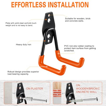 Heavy Duty Garage Hooks 12 Pack (12 Pack 2.8inch U Hook / Orange)