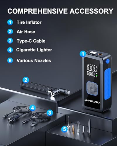 150PSI Portable Tire Inflator Air Compressor Digital Pump for Car Bike (6000mAh)