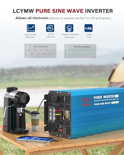 4000 Watt Pure Sine Wave Power Inverter DC 12V to 110 (4000W - 12V / Blue)