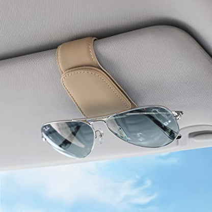 Sunglass Holder for Car Sun Visor Sunglasses Clip Car accessories (Beige)