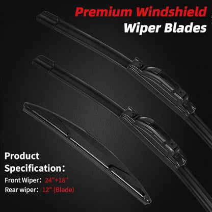 Premium Windshield Wiper Blades (24"+18"+12")