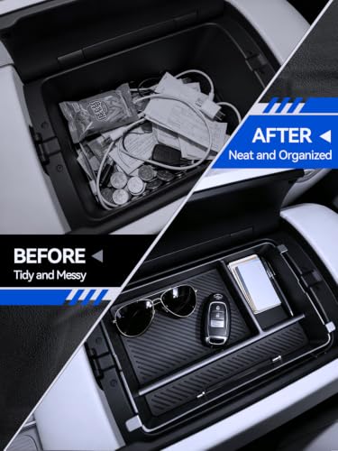 for Palisade Lower Center Console Organizer & Cup Holder 2026 Hyundai Palisade Accessories 2 Pcs Set with Center Console Organizer + Cup Holder (for 2026 Palisade-Black)