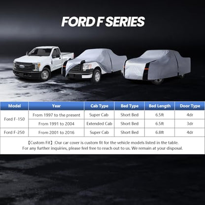 Multi Layer Ford F150 Truck Cover (W.Fit F-150(1997-2026) Super Cab SB / White Truck Cover)