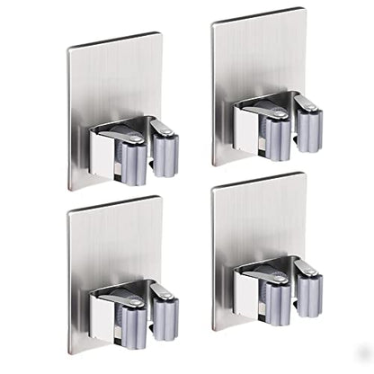 4 Pack Stainless Steel Mop Broom Holder Organizer (Model 1 (4 Pakck))