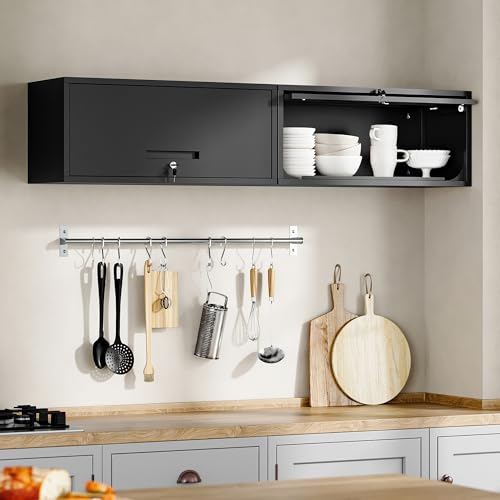 Metal Garage Cabinet with Doors (13"D x 32"W x 14"H / Black)