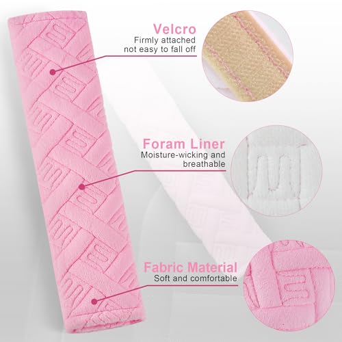 2 Pack Universal Car Shoulder Strap Pads Cover for A More Comfortable Driving (Cherry Blossom Pink)