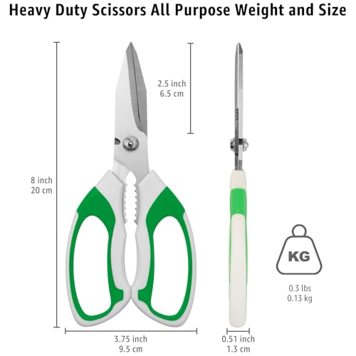 Utility Scissors All Purpose heavy duty 8 (Green)