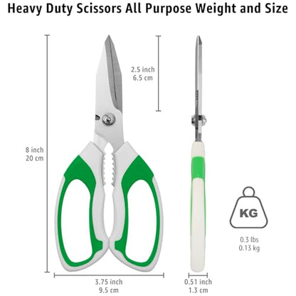 Utility Scissors All Purpose heavy duty 8 (Green)