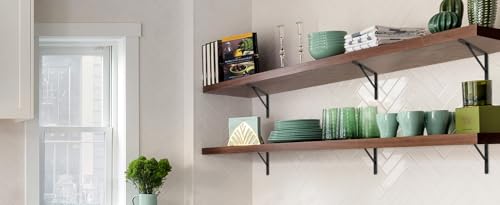 24 Pack L8 x H 6" Black Heavy Duty Shelf Brackets with Screws Metal Shelf Brackets Shelf Support Angle Brackets for Shelves L Brackets Heavy Duty Floating Shelf (24 Pack-Black / 8''x6'')