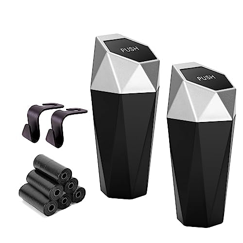 Car Trash Can Cup Holder (600ml x 2 / Silver)