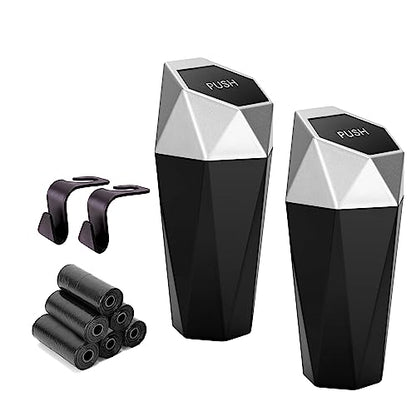 Car Trash Can Cup Holder (600ml x 2 / Silver)
