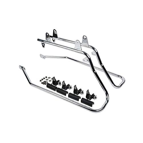 Motorcycle Hard Saddlebags with 5x7 Speaker Lids & Chrome Conversion Brackets Fit For Harley Softail Deluxe Heritage Softail 1984 (Vivid Black W/ Chrome Latches)