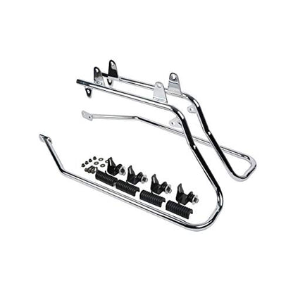 Motorcycle Hard Saddlebags with 5x7 Speaker Lids & Chrome Conversion Brackets Fit For Harley Softail Deluxe Heritage Softail 1984 (Vivid Black W/ Chrome Latches)