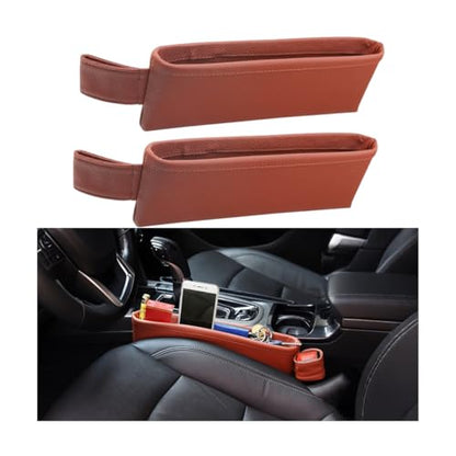 2PCS Car Seat Gap Filler Organizer (Brown)