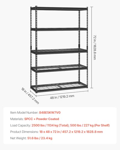 Storage Shelves (Black / 18" D x 48" W x 72" H)