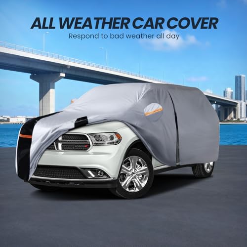 Multi Layer Car Cover Custom Fit for Dodge Durango (W.Custom Fit Dodge Durango / White Car Cover)